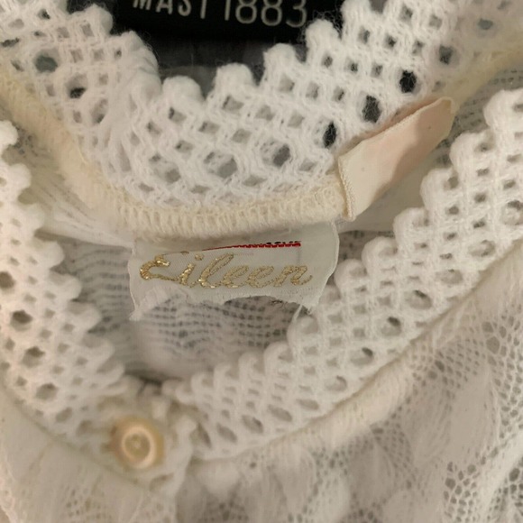 VTG Eileen Cardigan Womens Sz XS Ivory Lightweight Crochet Sweater - Picture 6 of 9